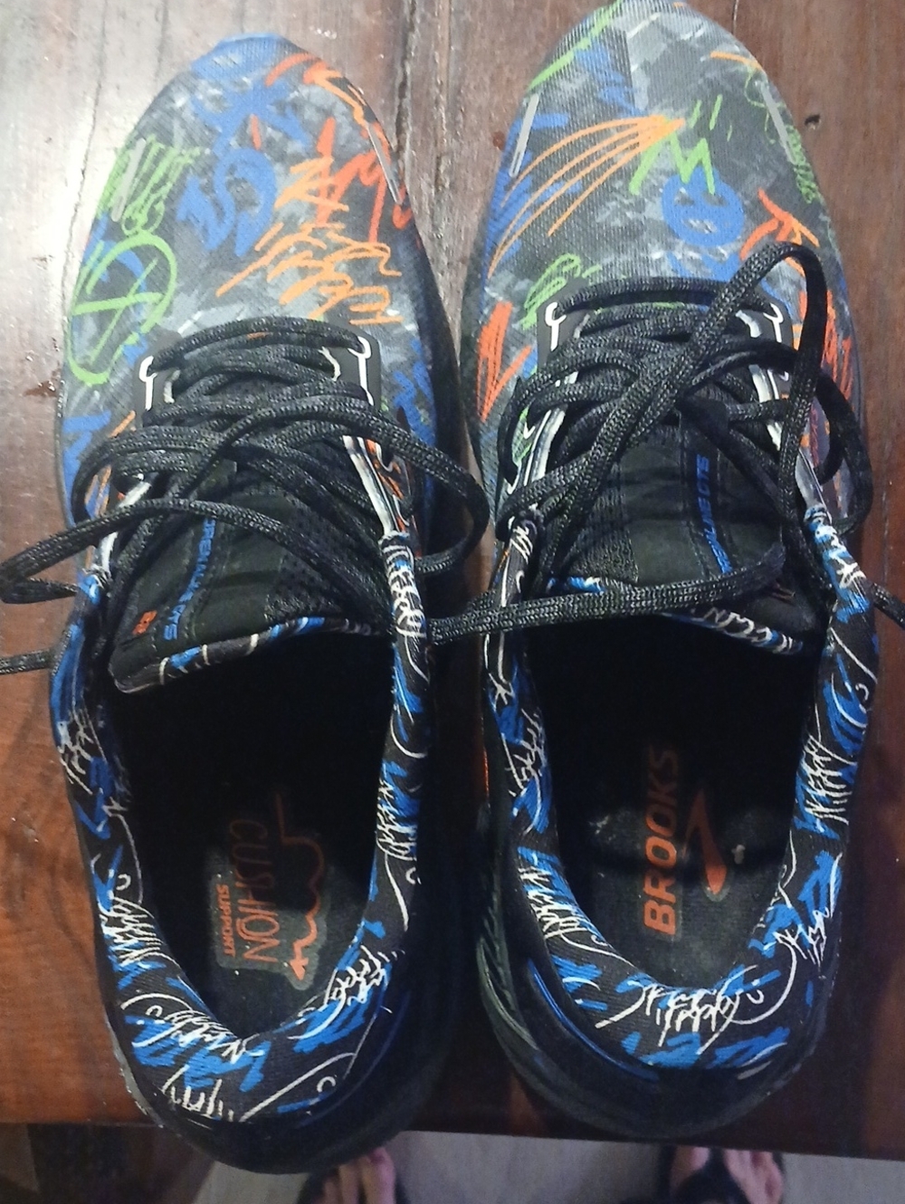 Brooks Black Sneakers with Blue, Orange & Green Graffiti